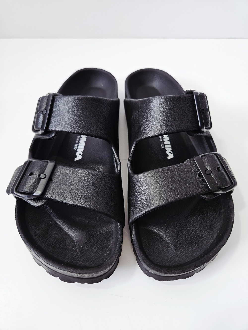 Romika Roemer Sandals Size 37 US 6-6.5 Black Double Strap Slides